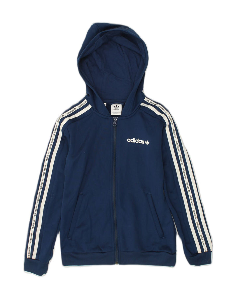 ADIDAS Boys Zip Hoodie Sweater 9-10 Years Small  Navy Blue Polyester | Vintage Adidas | Thrift | Second-Hand Adidas | Used Clothing | Messina Hembry 