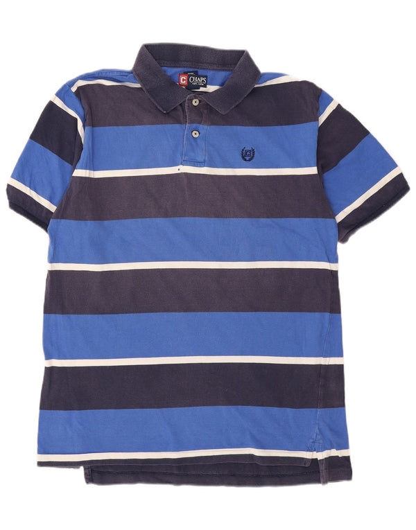 Chaps Boys Polo Shirt 15-16 Years XL Blue Striped Cotton
