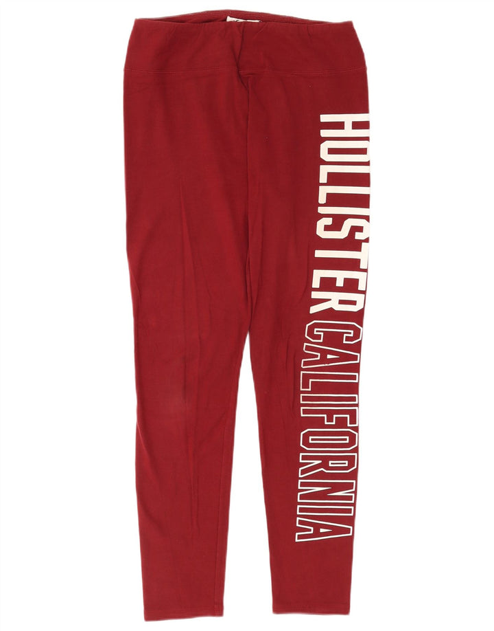 HOLLISTER Womens Graphic Leggings UK 12 Medium Burgundy