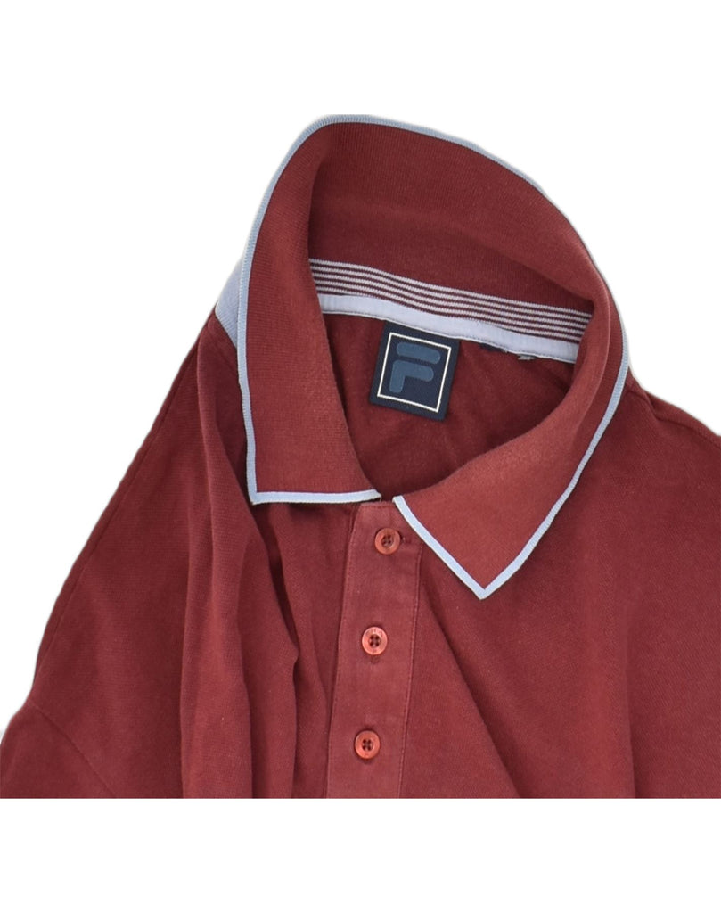 FILA Mens Polo Shirt Large Burgundy Cotton | Vintage Fila | Thrift | Second-Hand Fila | Used Clothing | Messina Hembry 