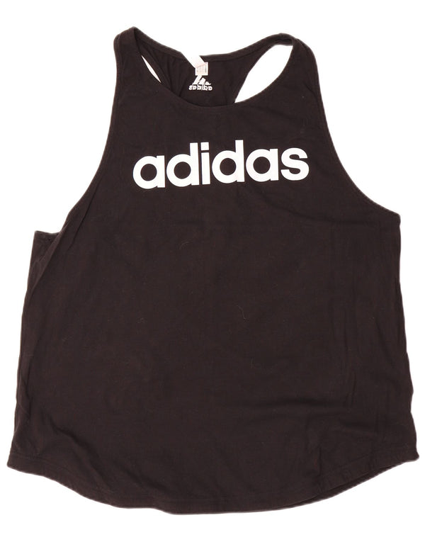 Adidas Womens Graphic Vest Top UK 24/26 2XL Black Cotton
