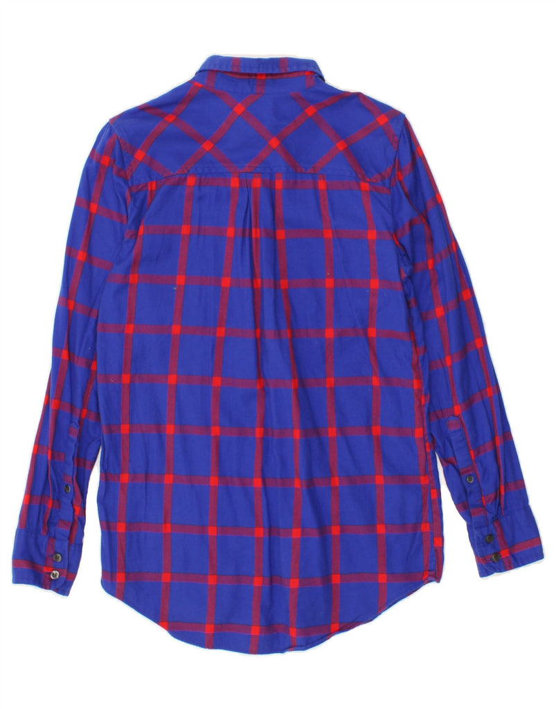 J. CREW Womens Boy Fit Longline Shirt UK 6 XS Blue Check Cotton Vintage J. Crew and Second-Hand J. Crew from Messina Hembry 