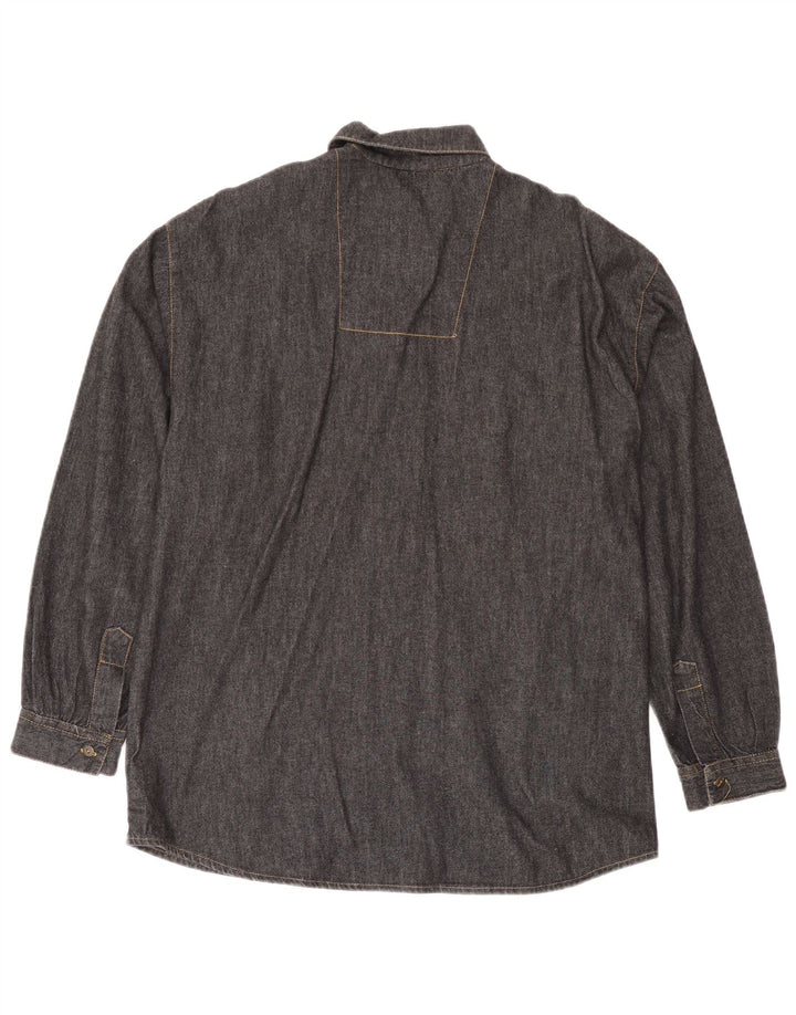 BUSTER Mens Denim Shirt IT 48/50 Medium Black