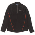 Asics Mens Zip Neck Fleece Jumper Small Black Polyester