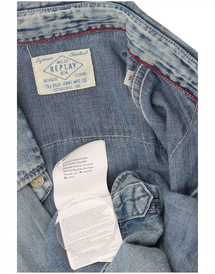 REPLAY Mens Denim Shirt XL Blue Cotton
