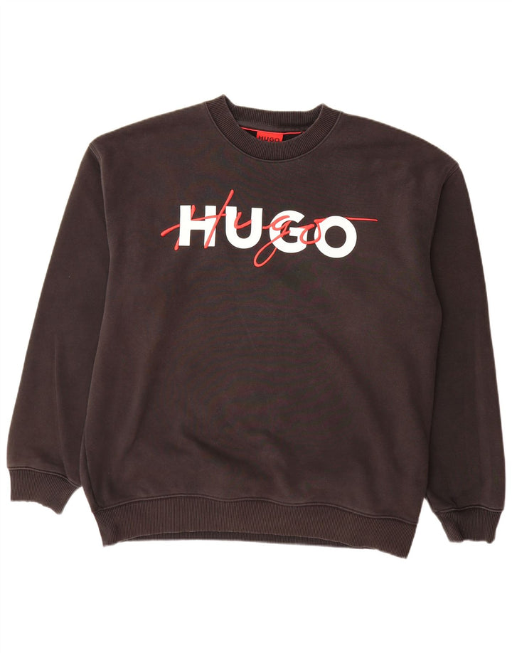 Hugo Boss Mens Graphic Sweatshirt Jumper XL Black Cotton