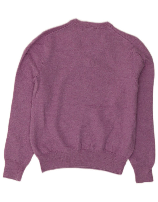 Brooks Brothers Girls V-Neck Jumper Sweater 9-10 Years Small Purple Wool