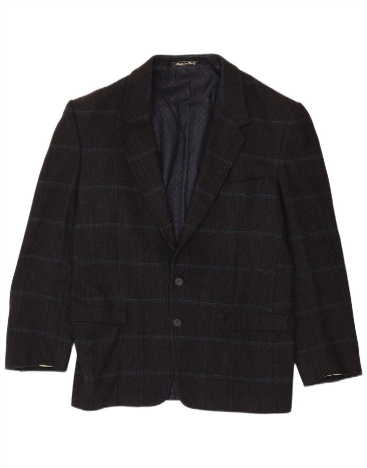 Weekend Mens 2 Button Blazer Jacket IT 48 Medium Black Check Virgin Wool