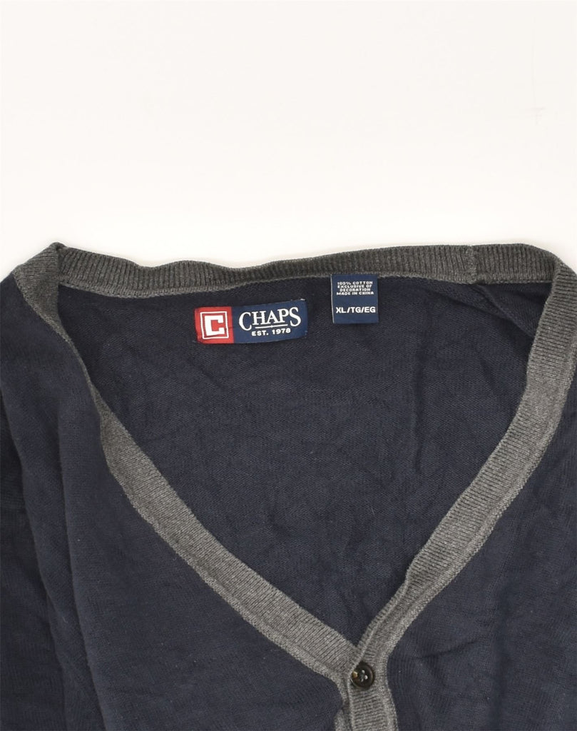 CHAPS Mens Cardigan Sweater XL Navy Blue Cotton | Vintage Chaps | Thrift | Second-Hand Chaps | Used Clothing | Messina Hembry 