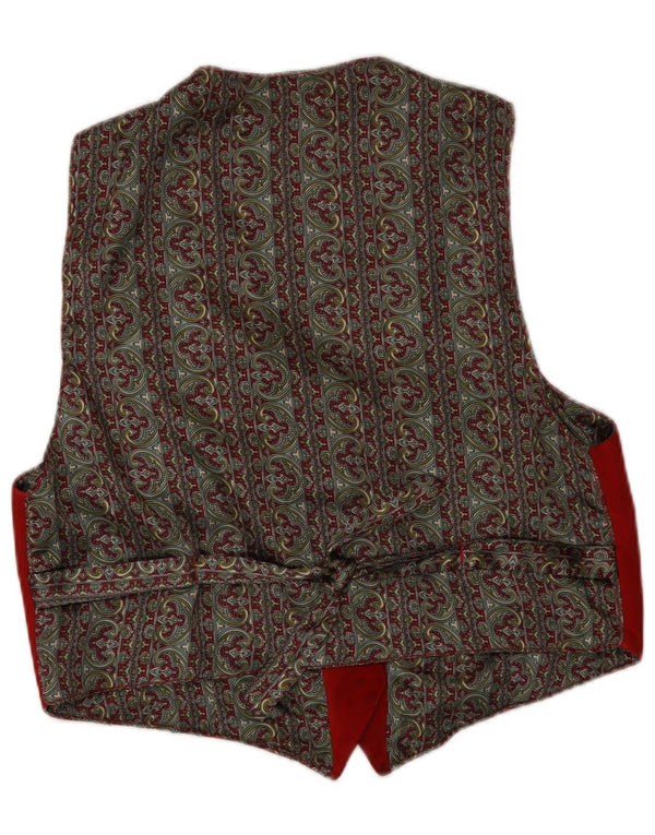 Vintage Womens Crop Suede Waistcoat UK 14 Large Red Retro