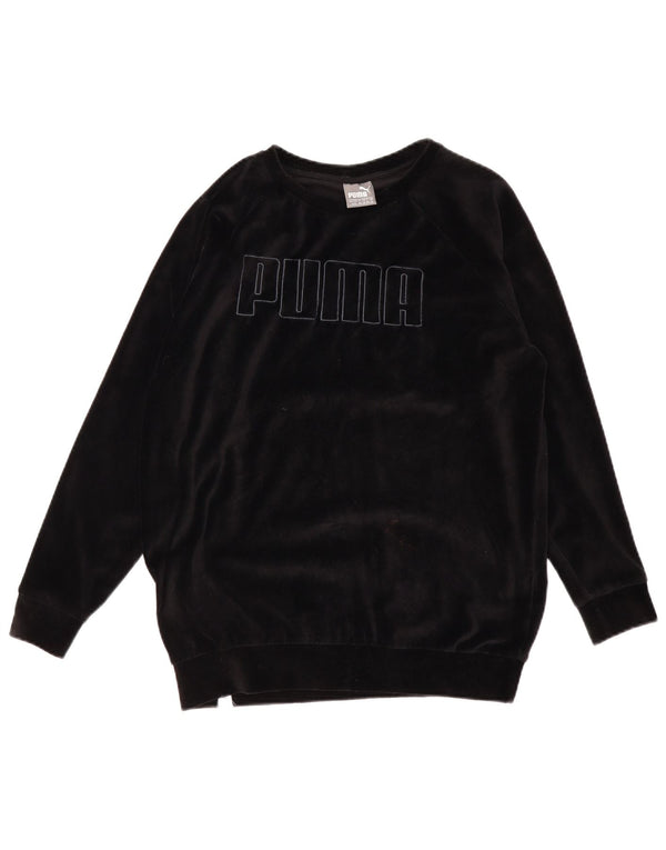 PUMA Womens Oversized Graphic Sweatshirt Jumper UK 12 Medium Black Cotton