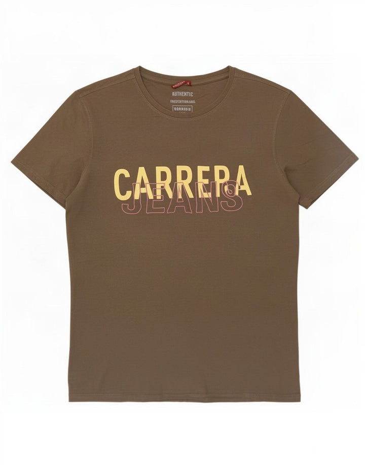 Carrera Mens Graphic T-Shirt Top Medium Khaki Cotton