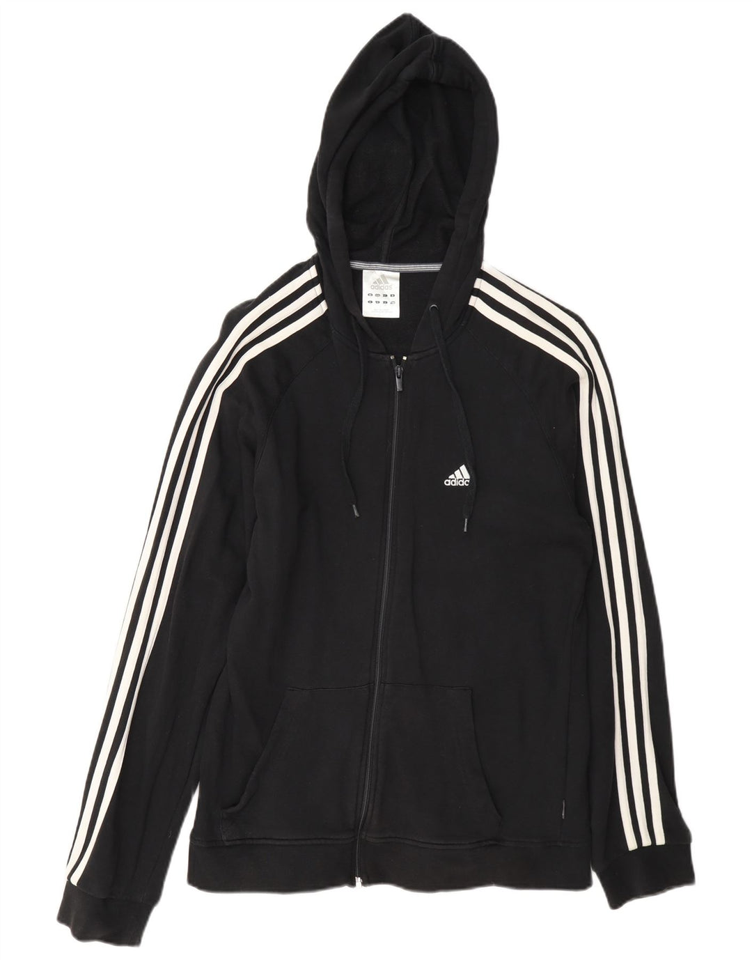 Adidas Mens Zip Hoodie Sweater Small Black Cotton