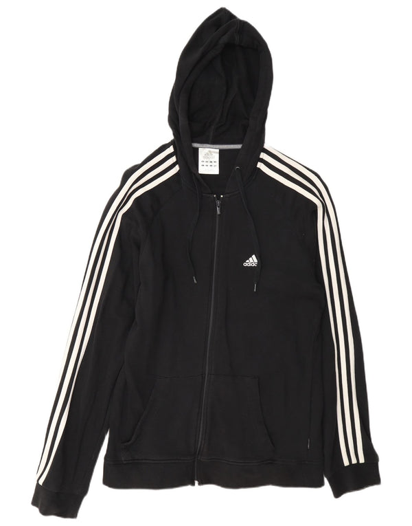 Adidas Mens Zip Hoodie Sweater Small Black Cotton