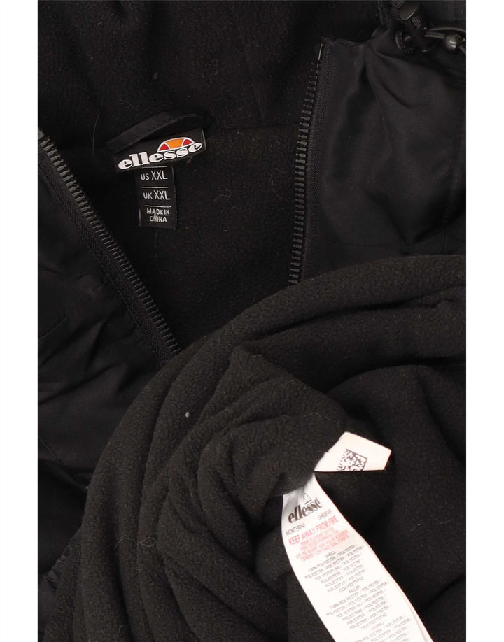 Ellesse Mens Graphic Hooded Anorak Jacket UK 44 2XL Black Polyester