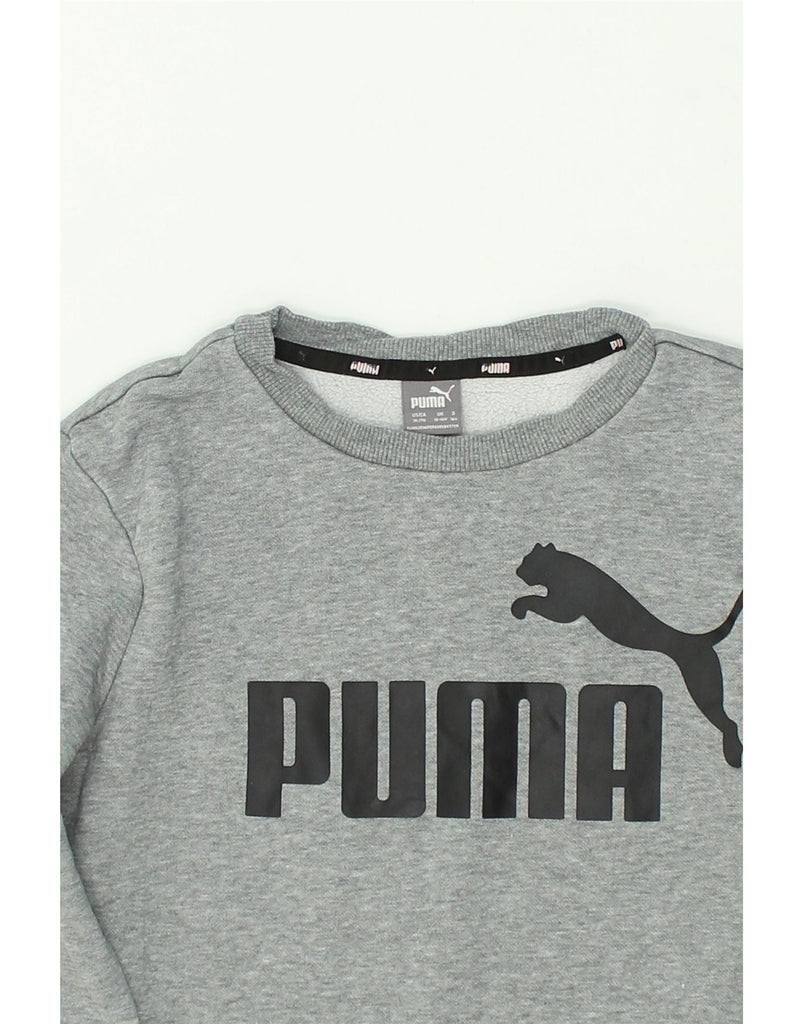 PUMA Boys Graphic Sweatshirt Jumper 13-14 Years Grey Cotton | Vintage Puma | Thrift | Second-Hand Puma | Used Clothing | Messina Hembry 