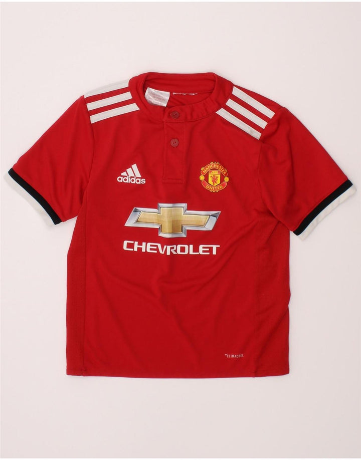 Adidas Boys Manchester United Graphic T-Shirt Top 3-4 Years Red Polyester