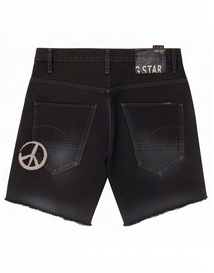 G-Star Mens Graphic Denim Shorts W34 Large Black