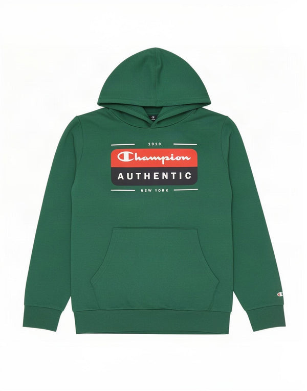 Champion Boys Graphic Hoodie Jumper 13-14 Years XL Green Cotton