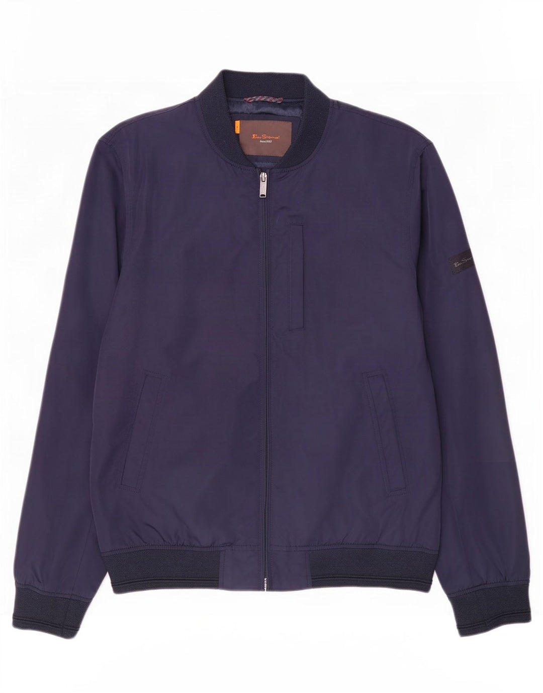 Ben Sherman Mens Bomber Jacket UK 40 Large Navy Blue Polyester