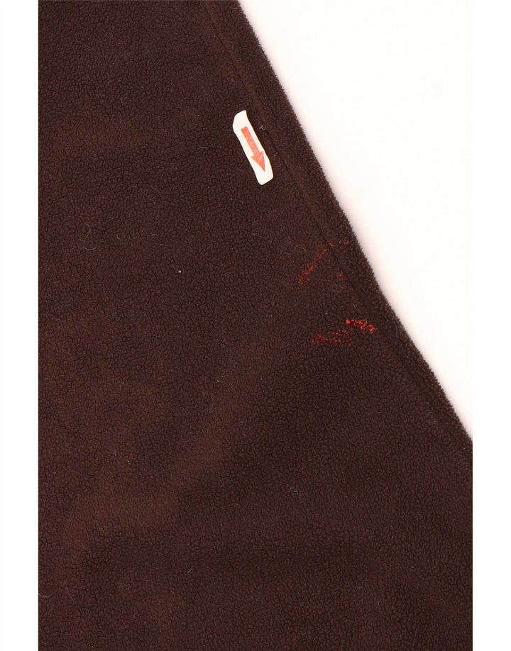 Nautica Mens Graphic Zip Neck Fleece Jumper 2XL Brown Polyester