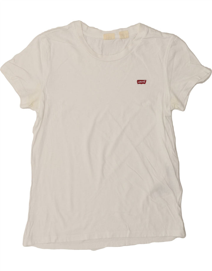 LEVI'S Womens T-Shirt Top UK 12 Medium White Cotton Vintage Levi's and Second-Hand Levi's from Messina Hembry 