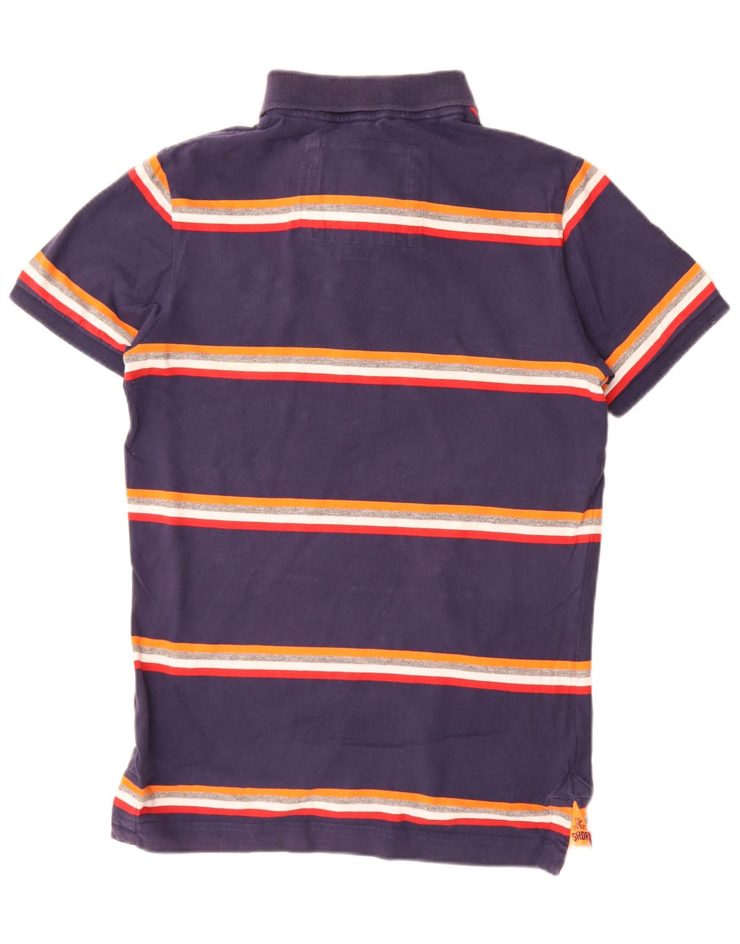 Superdry Mens Rugby Polo Shirt Medium Navy Blue Striped Cotton