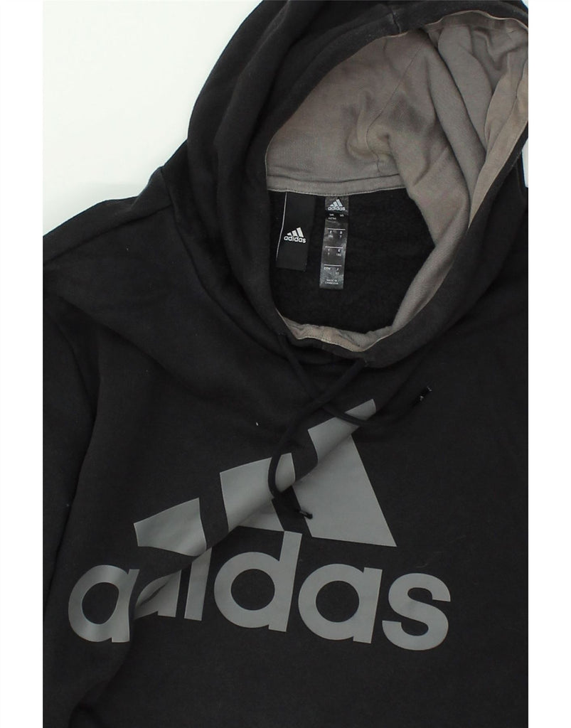 ADIDAS Mens Graphic Hoodie Jumper UK 42/44 Large Black Cotton | Vintage Adidas | Thrift | Second-Hand Adidas | Used Clothing | Messina Hembry 