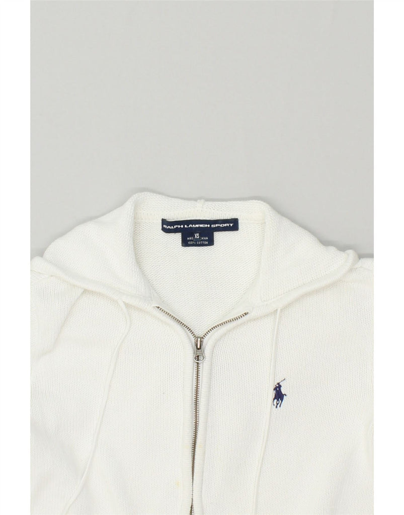 RALPH LAUREN Womens Hooded Cardigan Sweater UK 6 XS White Cotton | Vintage Ralph Lauren | Thrift | Second-Hand Ralph Lauren | Used Clothing | Messina Hembry 