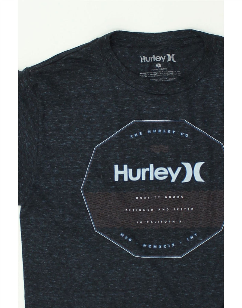 HURLEY Mens Graphic T-Shirt Top Small Navy Blue Flecked Cotton | Vintage Hurley | Thrift | Second-Hand Hurley | Used Clothing | Messina Hembry 