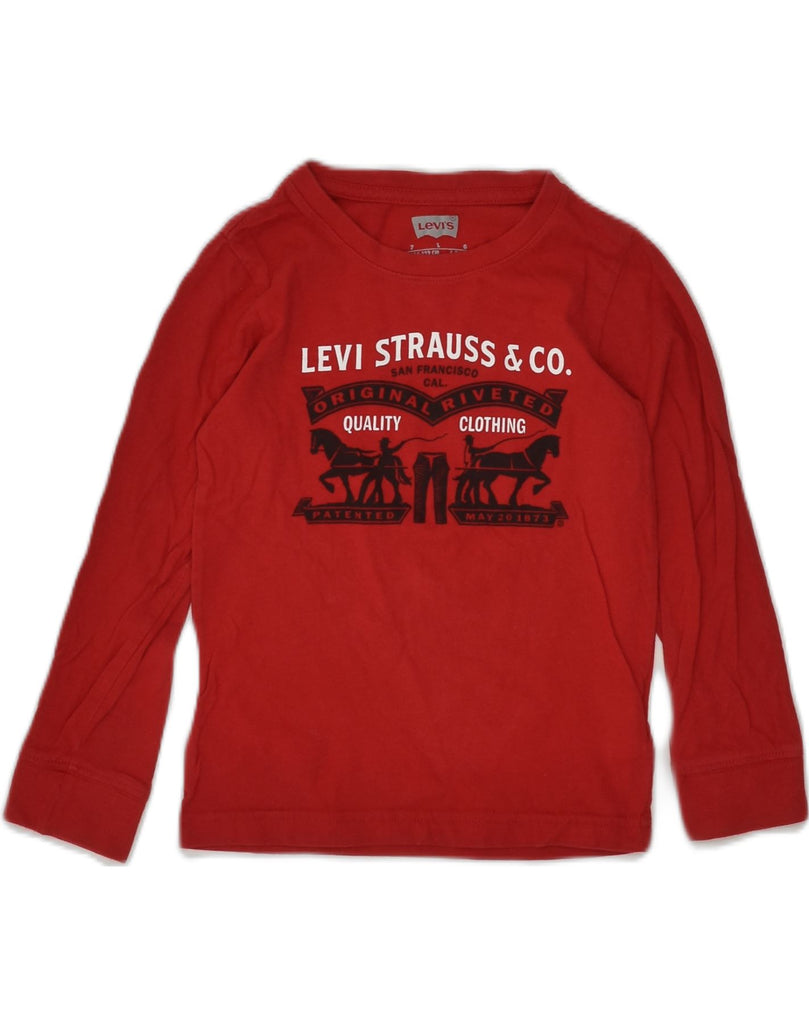 LEVI'S Boys Graphic Top Long Sleeve 6-7 Years Large Red Cotton | Vintage Levi's | Thrift | Second-Hand Levi's | Used Clothing | Messina Hembry 