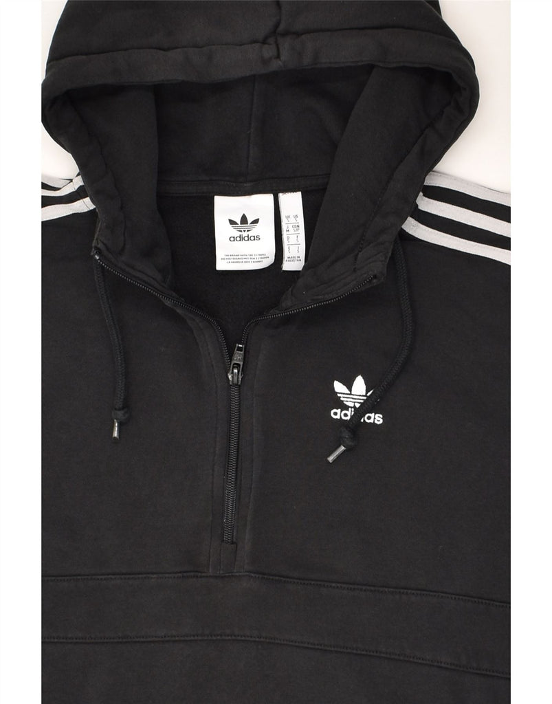 ADIDAS Mens Zip Neck Hoodie Jumper Small Black Cotton | Vintage Adidas | Thrift | Second-Hand Adidas | Used Clothing | Messina Hembry 