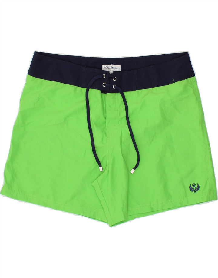 PHILIPPE MATIGNON Mens Swimming Shorts Large Green Colourblock Polyester Vintage Philippe Matignon and Second-Hand Philippe Matignon from Messina Hembry 