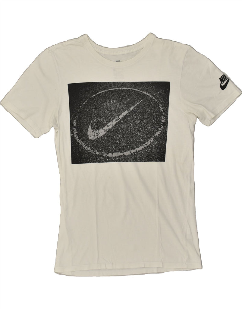 NIKE Mens Athletic Cut Graphic T-Shirt Top Small White Cotton | Vintage Nike | Thrift | Second-Hand Nike | Used Clothing | Messina Hembry 