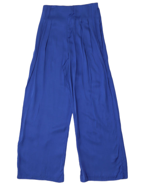 Zara Womens High Waist Wide Leg Casual Trousers Medium W28 L30 Blue