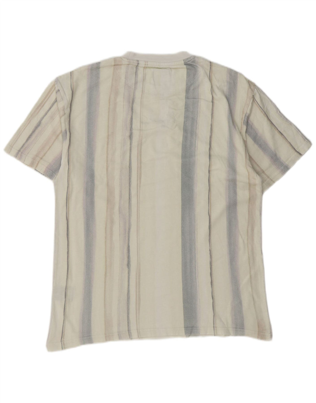 KARL KANI Mens Graphic T-Shirt Top Medium Beige Striped Cotton