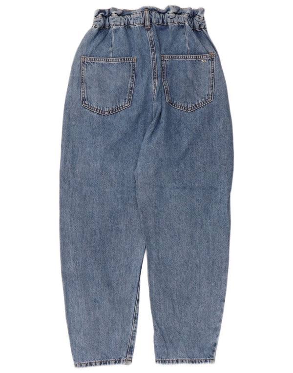 Zara Womens High Waist Tapered Jeans EU 34 2XS W24 L24 Blue Cotton