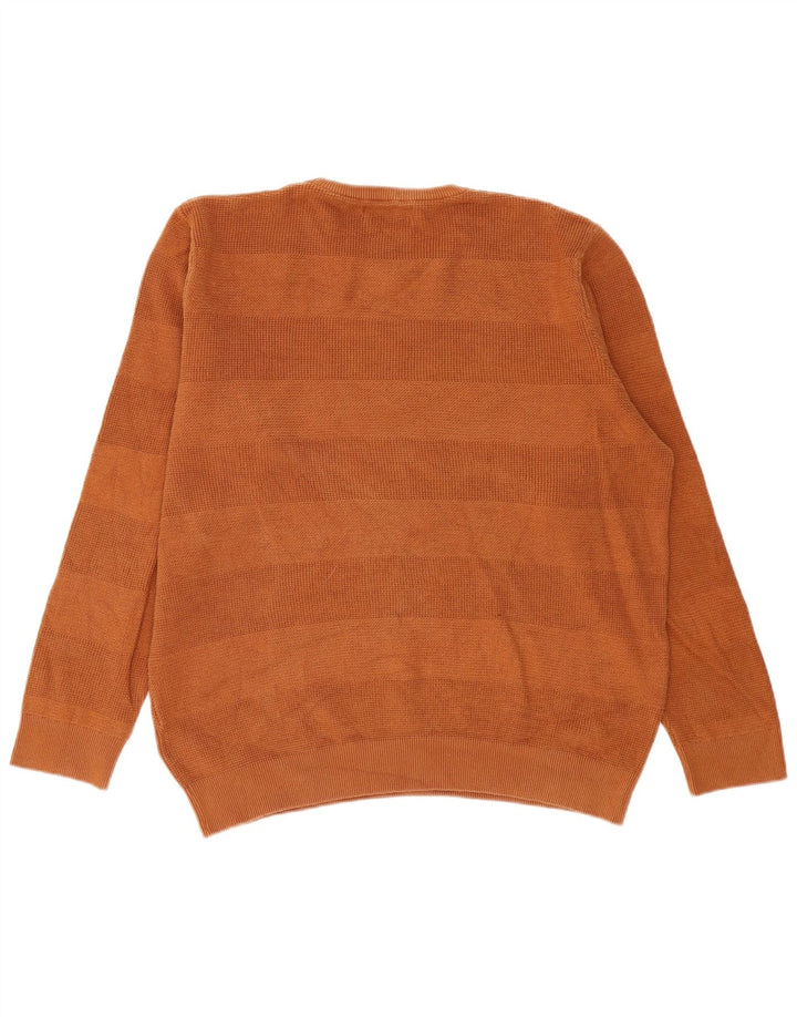 Marks & Spencer Mens Crew Neck Jumper Sweater XL Brown Cotton