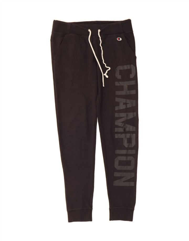 CHAMPION Mens Graphic Tracksuit Trousers Joggers Small  Black Vintage Champion and Second-Hand Champion from Messina Hembry 