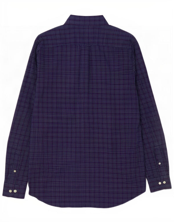 Nautica Mens Shirt Small Navy Blue Check Cotton