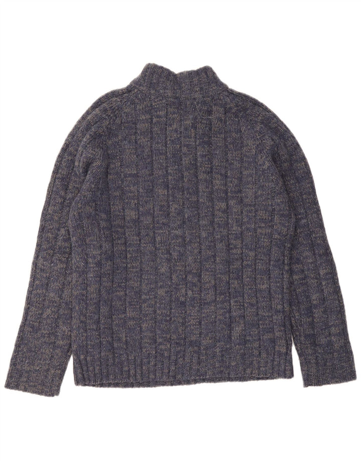 Marks & Spencer Mens Zip Neck Jumper Sweater Medium Navy Blue Flecked
