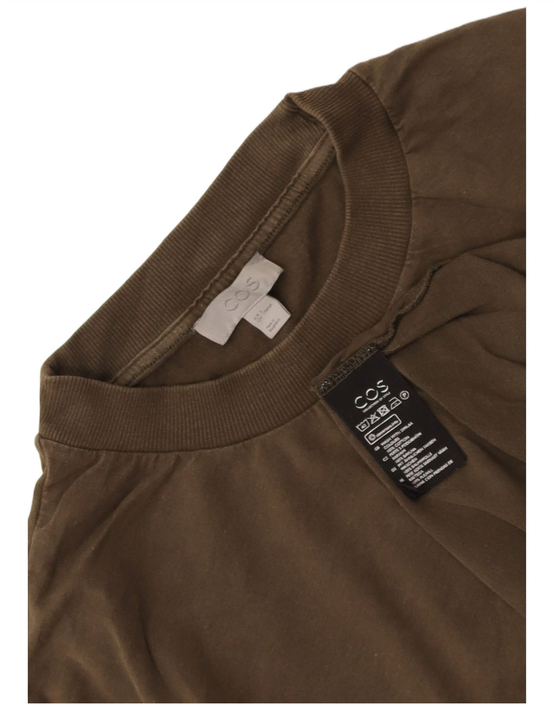 COS Mens T-Shirt Top Small Khaki Cotton