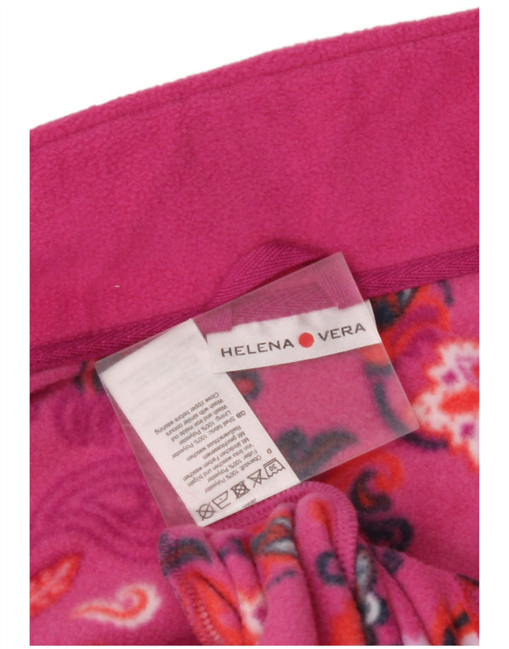 VINTAGE Womens Fleece Jacket IT 46 Large Pink Floral Polyester