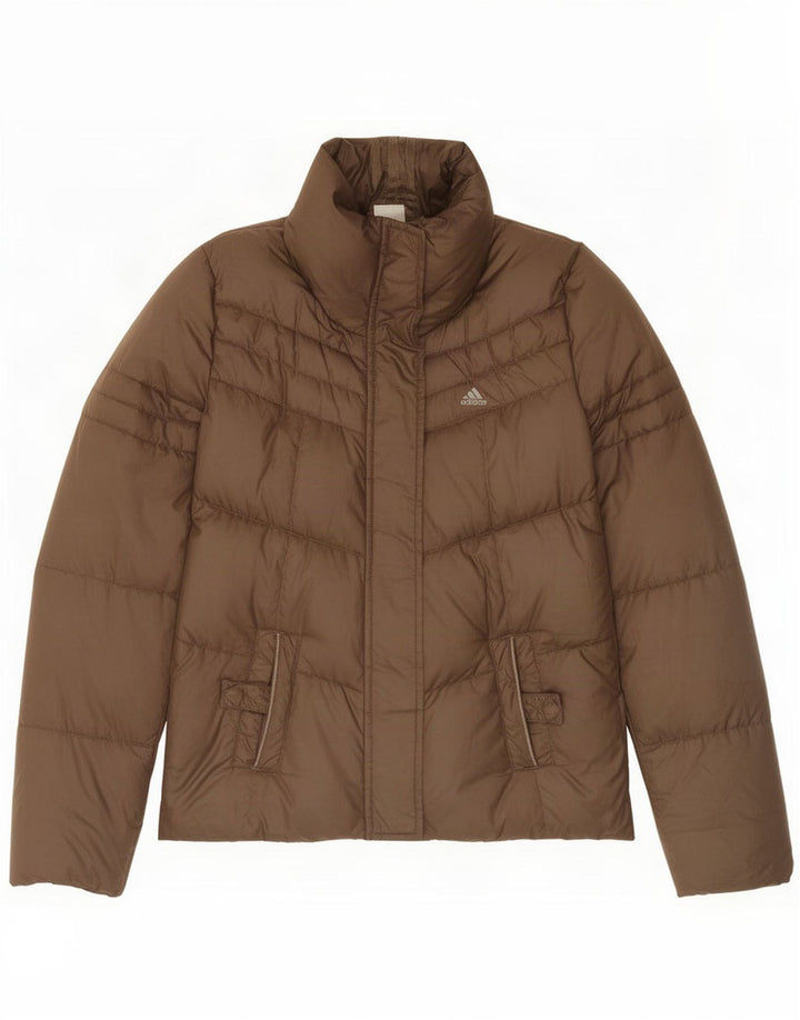 Adidas Womens Padded Jacket UK 8 Small Brown Polyester