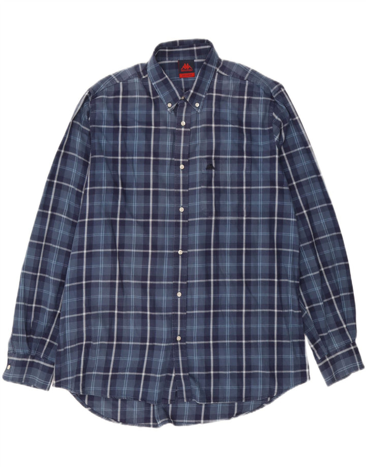 Kappa Mens Flannel Shirt 2XL Navy Blue Check
