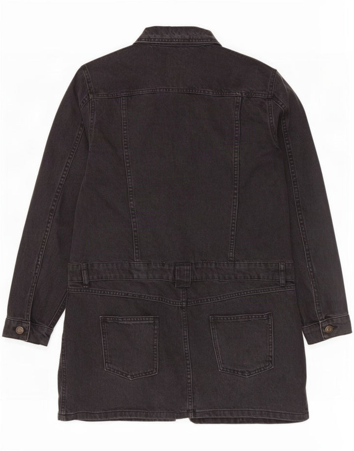 Zara Womens Denim Coat UK 14 Large Black Cotton