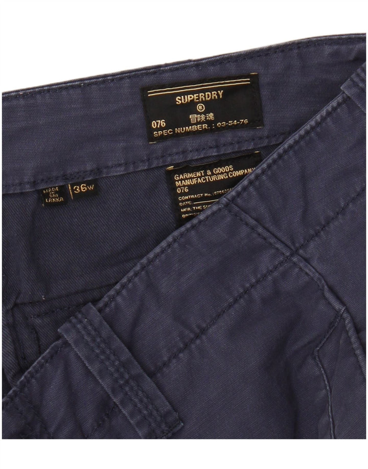 Superdry Mens Cargo Shorts W36 Large Navy Blue Cotton