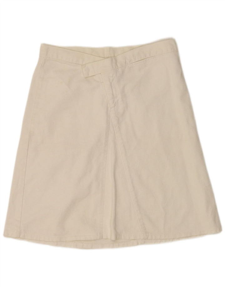 Benetton Womens Denim A-Line Skirt IT 44 Medium W30  Off White Cotton