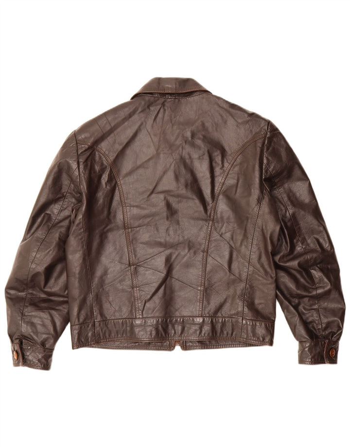 Eton Womens Leather Jacket UK 12 Medium Brown Leather