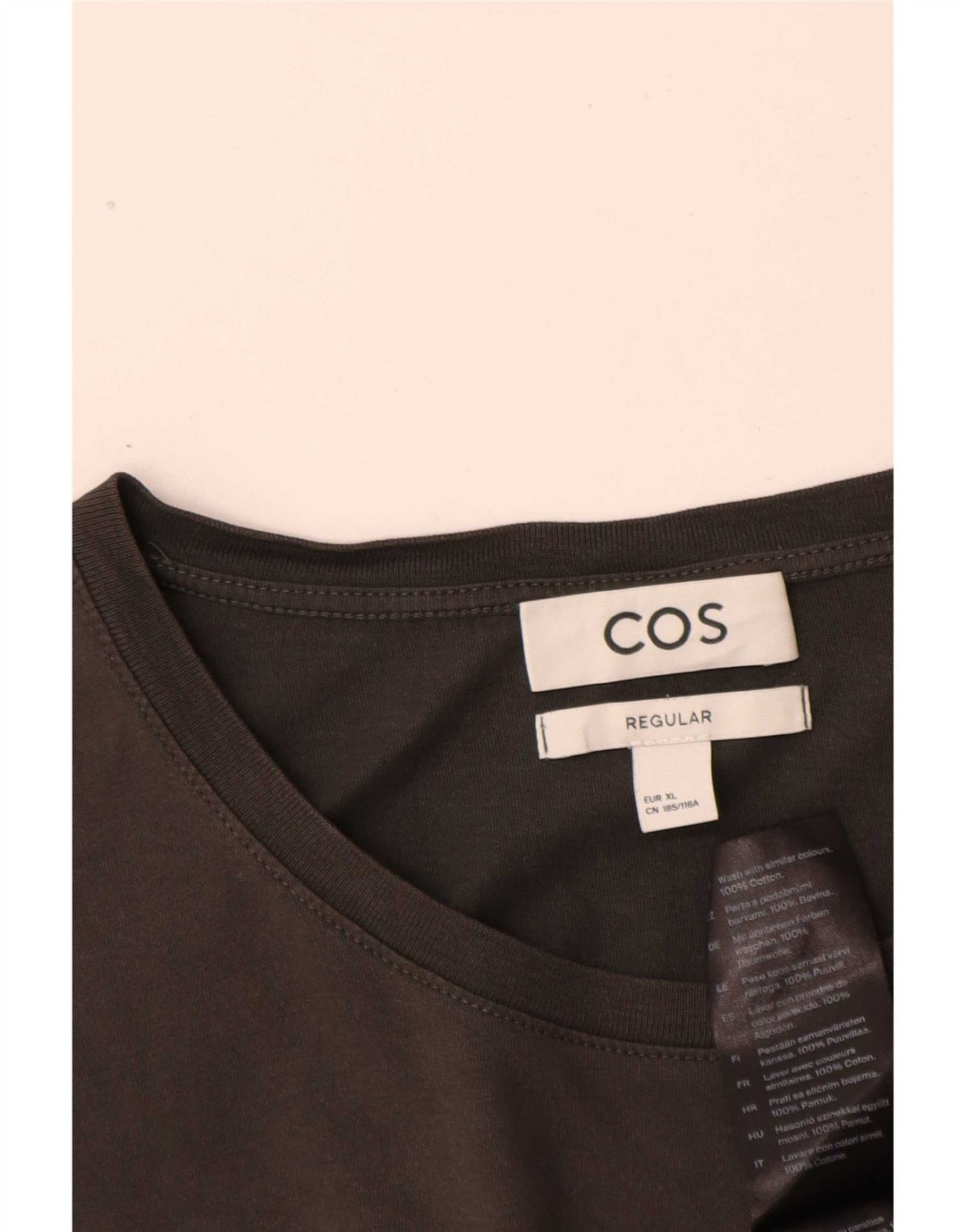 Cos Mens Regular T-Shirt Top XL Grey Cotton
